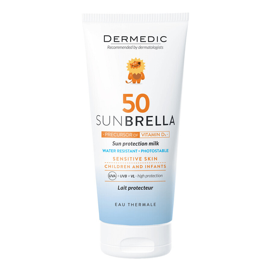 Dermedic Sunbrella Baby set, leche protectora para niños a partir de 1 mes, para rostro y cuerpo, piel sensible, SPF 50, 100 ml + H2O fluido micelar, piel deshidratada y seca, 100 ml