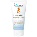 Dermedic Sunbrella Baby set, crema protectora para niños y bebés, piel sensible, SPF 50, 50 g + H2O fluido micelar, piel deshidratada y seca, 100 ml