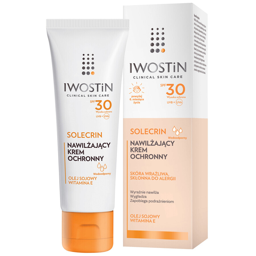 Iwostin Solecrin Set, feuchtigkeitsspendende Schutzcreme für Kinder ab 6 Monaten, SPF 30, 2 x 50 ml + Strandball gratis