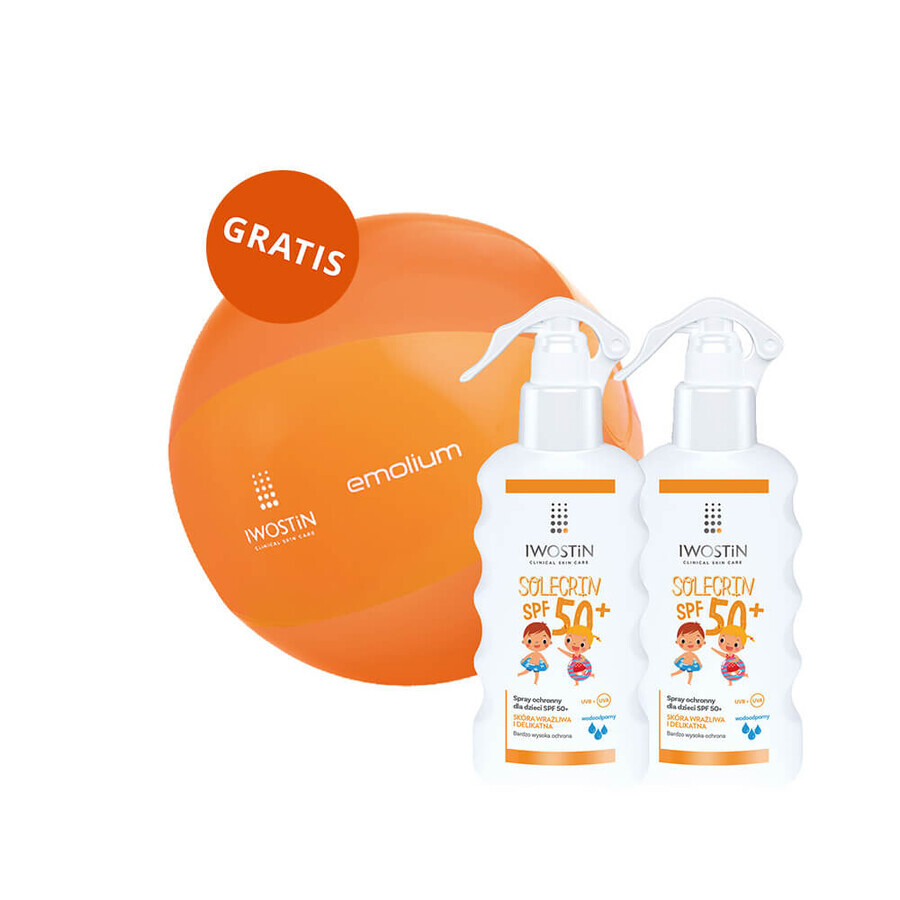 Iwostin Solecrin set, children's protection spray, SPF 50+, 2 x 175 ml + free beach ball