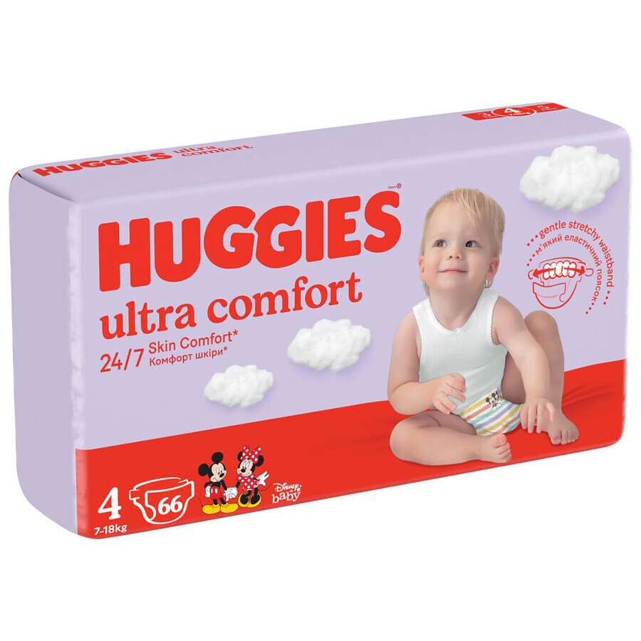 Huggies Ultra Comfort, couches, Disney, taille 4, 7-18 kg, Mega, 66 pièces