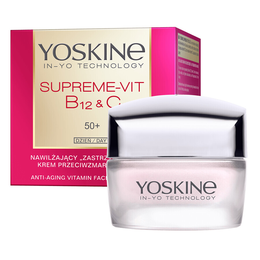 Yoskine Supreme-Vit B12 + C 50+, crema de día hidratante antiarrugas, 50 ml