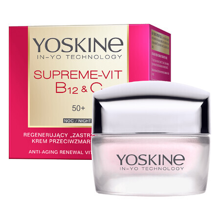 Yoskine Supreme-Vit B12 + C 50+, crema de noche regeneradora antiarrugas, 50 ml