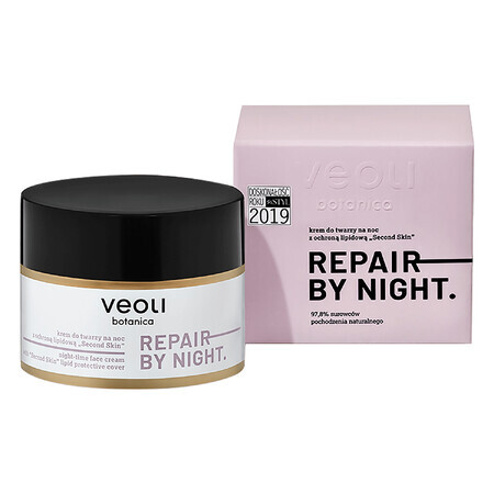 Veoli Botanica Repair By Night, crème de nuit de protection lipidique "Second Skin", 50 ml