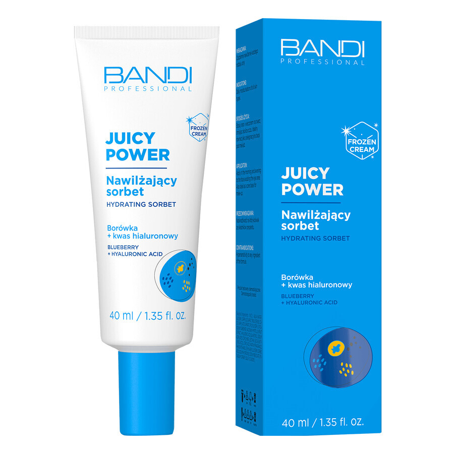 Bandi Juicy Power, feuchtigkeitsspendendes Gesichtssorbet, Heidelbeere + Hyaluronsäure, 40 ml