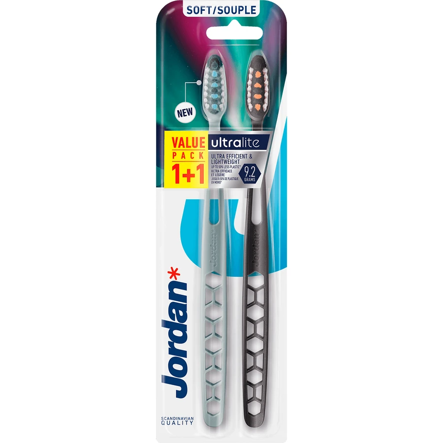 Jordan Ultralite Soft, cepillo de dientes, suave, 2 piezas