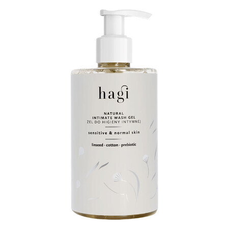 Hagi Lino y Algodón, gel de higiene íntima natural con prebiótico, pieles sensibles y normales, 300 ml