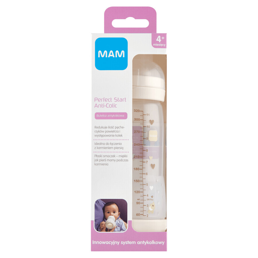 MAM Perfect Start Anti-Colic, anti-colic bottle, Better Together, unisex, from 4 months, 320 ml