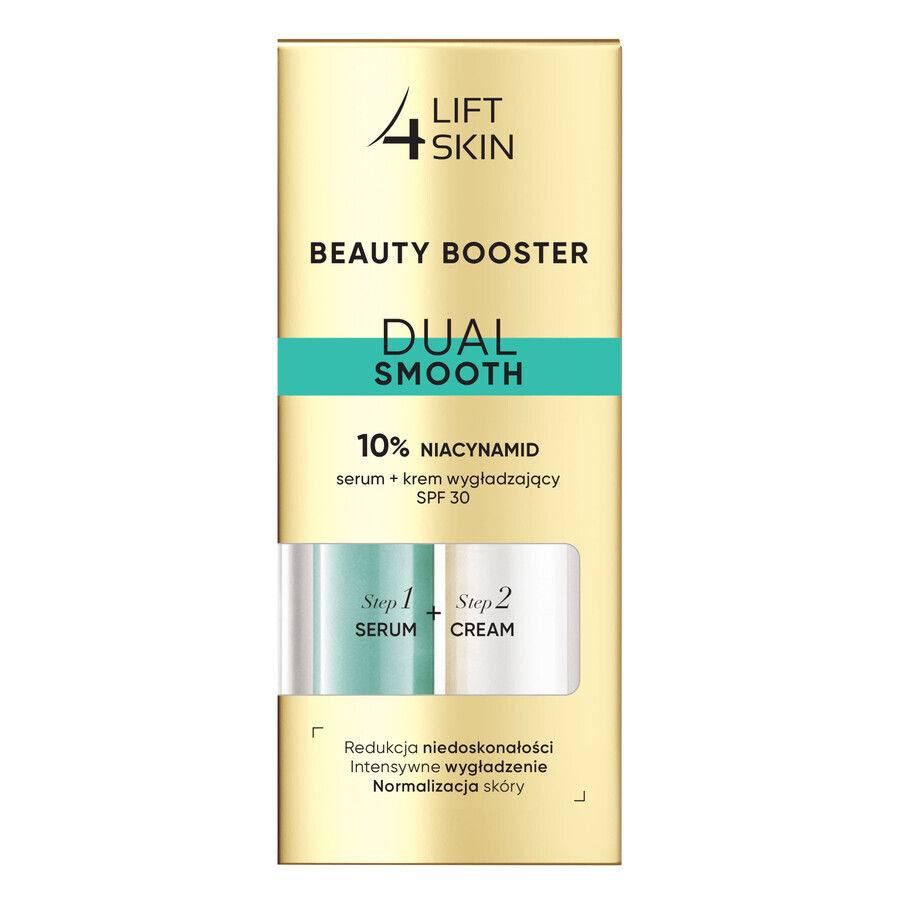 Lift4Skin Beauty Booster Dual Smooth Set, Serum 10% Niacinamid, 15 ml + glättende Creme, SPF 30, 15 ml