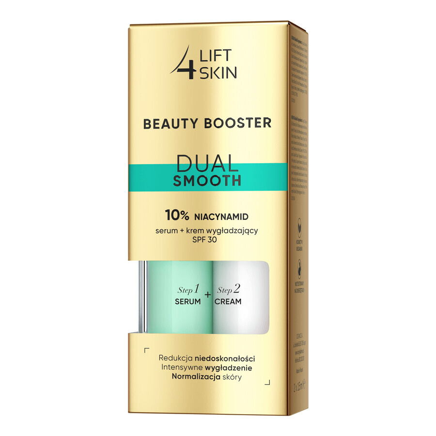 Lift4Skin Beauty Booster Dual Smooth Set, Serum 10% Niacinamid, 15 ml + glättende Creme, SPF 30, 15 ml