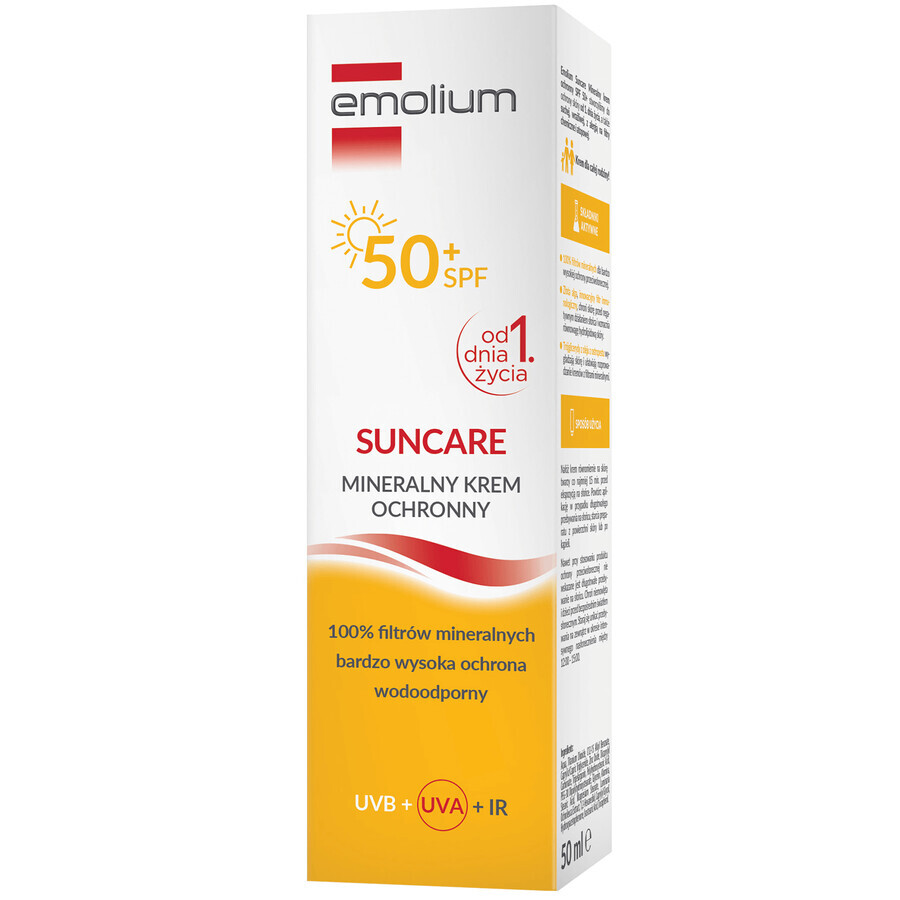 Emolium Suncare, crema protectora mineral para niños a partir de 1 día y adultos, SPF 50+, 50 ml + pelota de playa de regalo