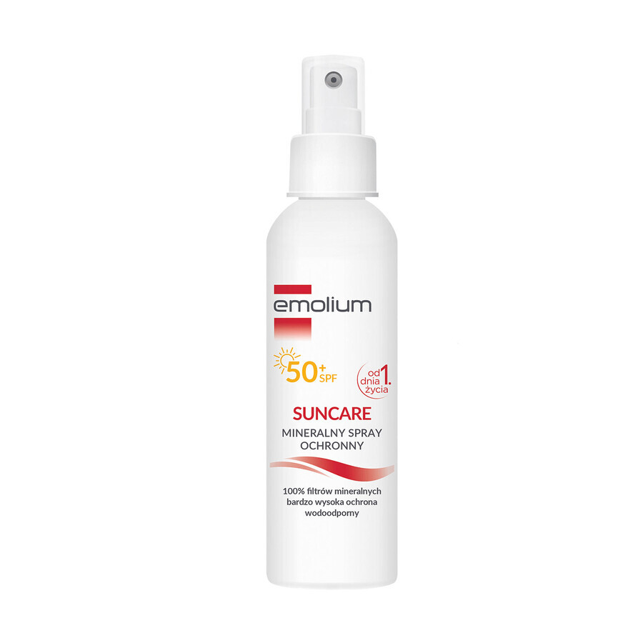 Emolium Suncare, spray protector mineral para niños a partir de 1 día y adultos, SPF 50+, 100 ml + pelota de playa de regalo