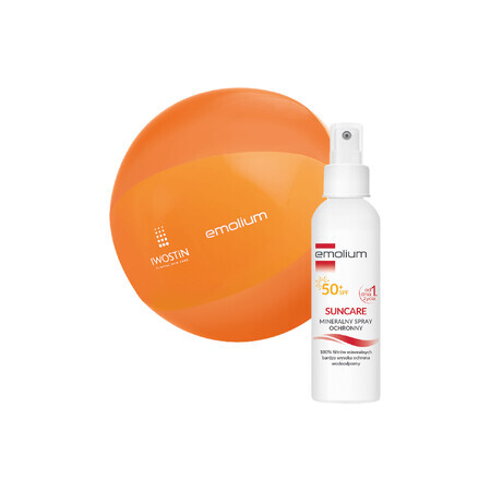 Emolium Suncare, spray protector mineral para niños a partir de 1 día y adultos, SPF 50+, 100 ml + pelota de playa de regalo