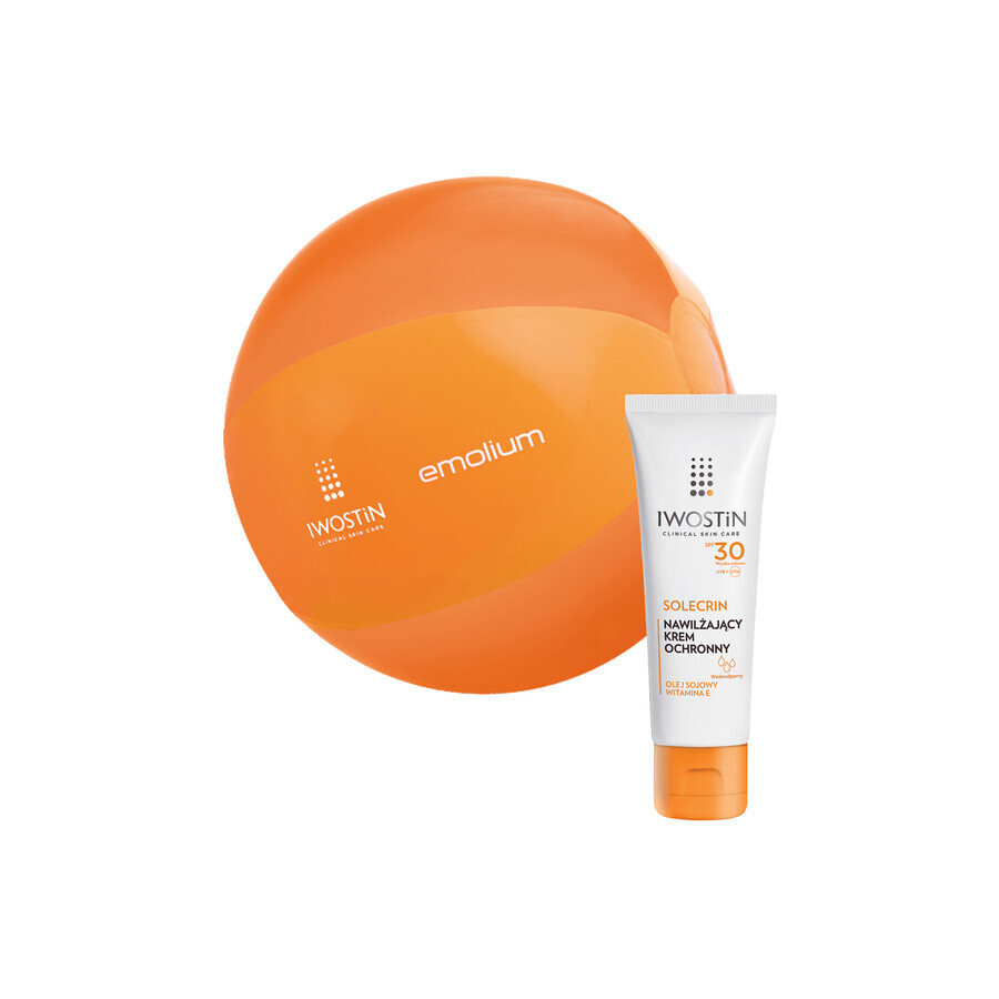 Iwostin Solecrin, crema protectora hidratante para niños mayores de 6 meses, SPF 30, 50 ml + pelota de playa de regalo