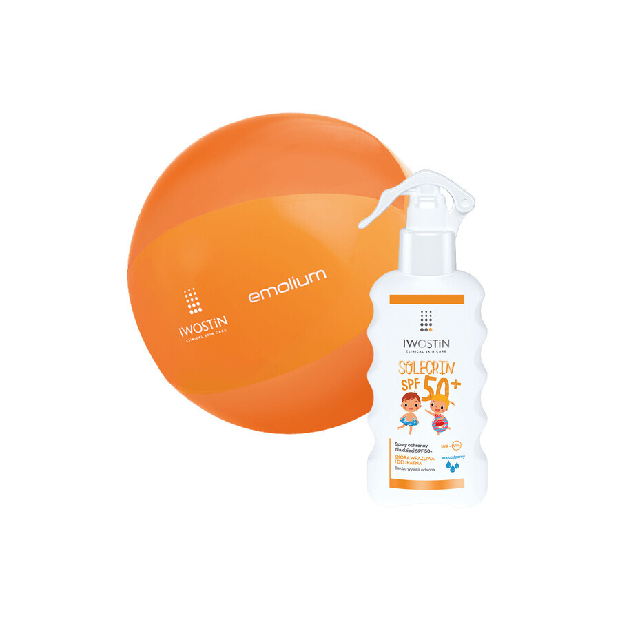 Iwostin Solecrin, spray protector para niños, SPF 50+, 175 ml + pelota de playa de regalo