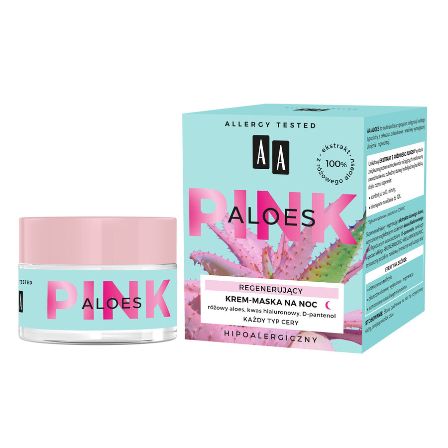 AA Aloe Pink, mască-cremă regenerantă de noapte, 50 ml