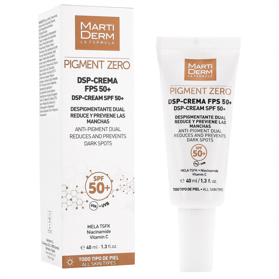 MartiDerm Pigment Zero, crema despigmentante DSP contra la decoloración, día, SPF 50+, 40 ml