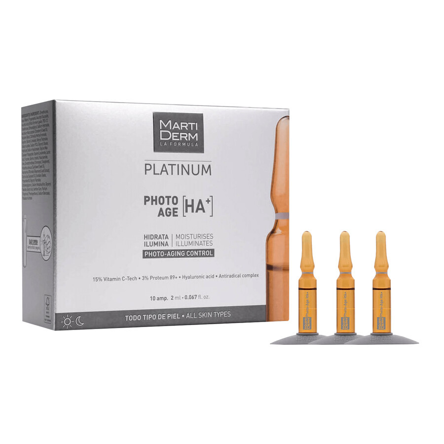 MartiDerm Platinum Photo Age [HA+], sérum hidratante e iluminador, 2 ml x 10 ampollas