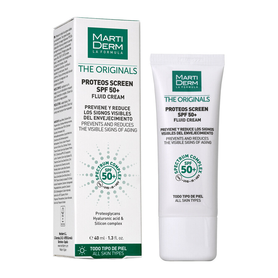 MartiDerm The Originals Proteos Screen, crema facial con filtro solar, SPF 50+, 40 ml