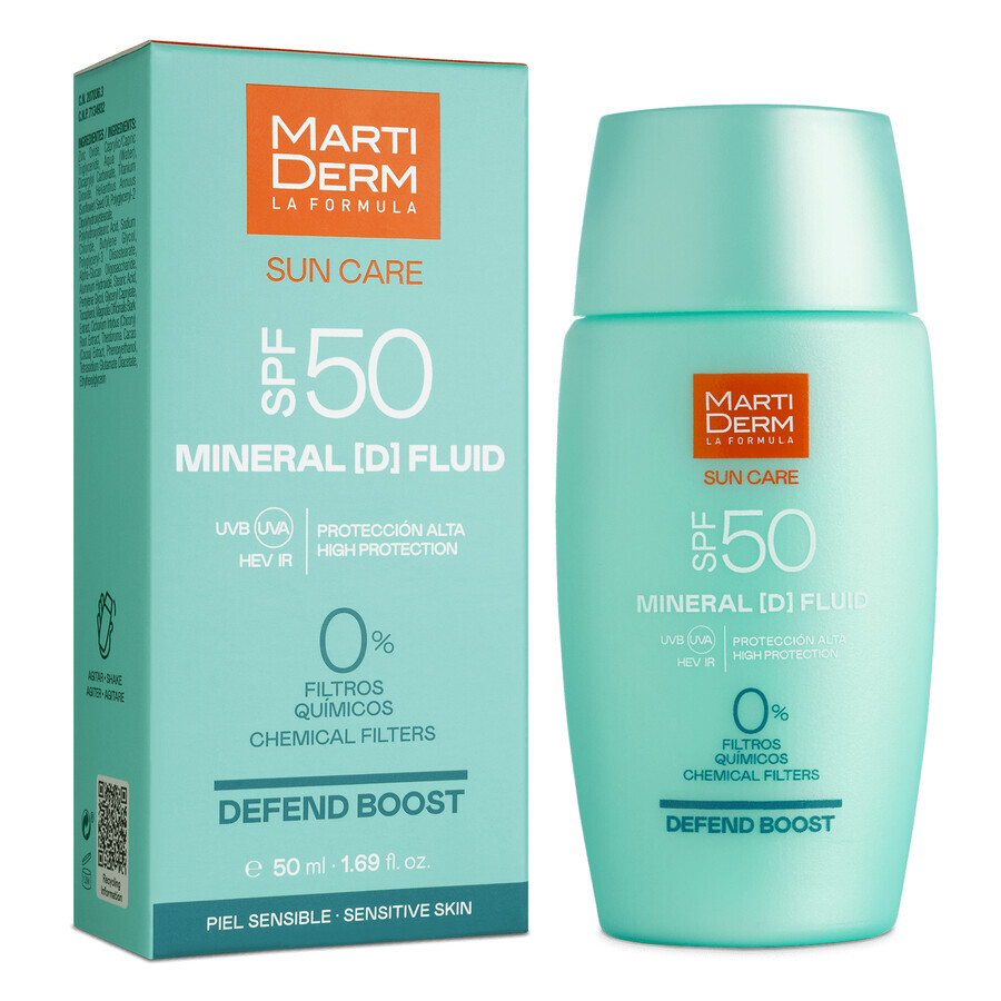 MartiDerm Sun Care Mineral D, fluido facial mineral con protección solar SPF 50, 50 ml