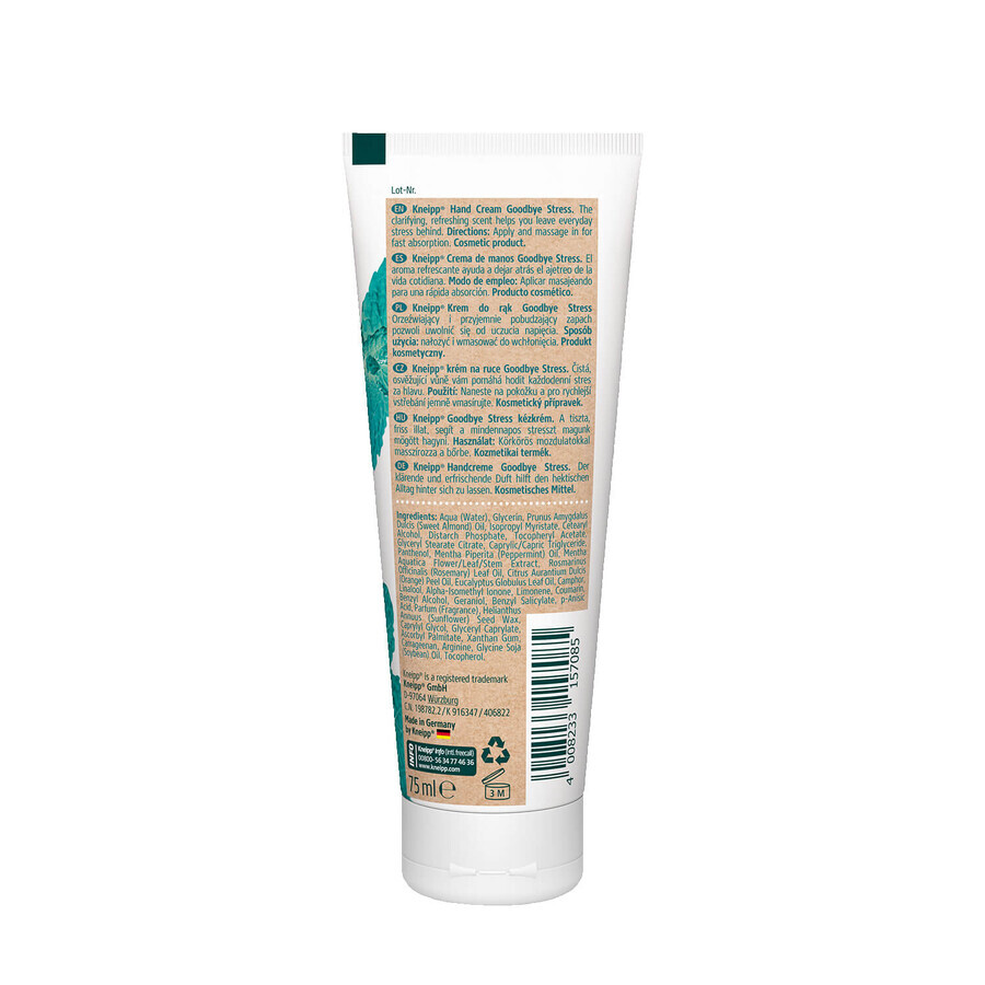 Kneipp Goodbye Stress Romero y Menta, crema de manos, 75 ml