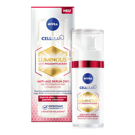 Nivea Cellular Luminous 630, 2-in-1 anti-aging serum for hyperpigmentation and wrinkles, 30 ml