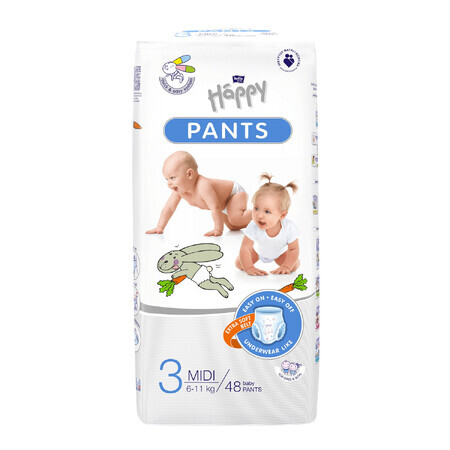 Bella Baby Happy Pants, pannolini, taglia 3 Midi, 6-11 kg, 48 pz.