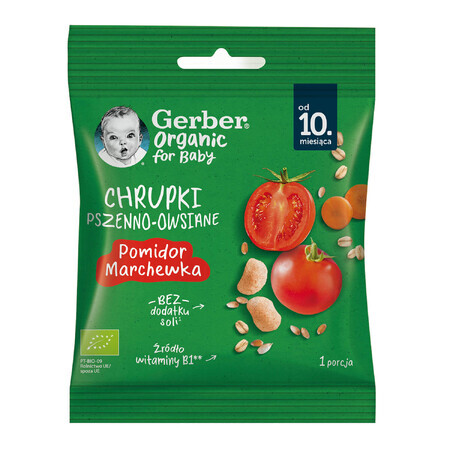 Gerber Organic Wheat & Oat Crisps Tomato Carrot 10 Months After 7g