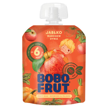 Bobo Frut Dessert in a tube, apple, carrot, pumpkin, after 6 months, 90 g