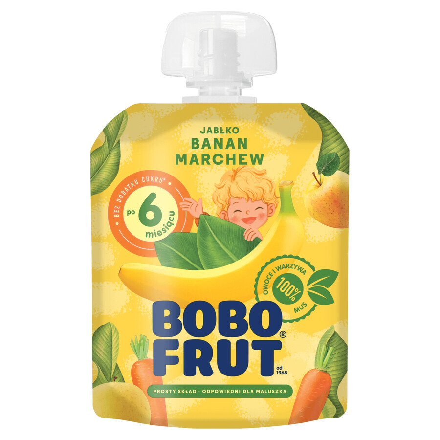 Bobo Frut Dessert in tubo, mela, banana, carota, dopo 6 mesi, 90 g