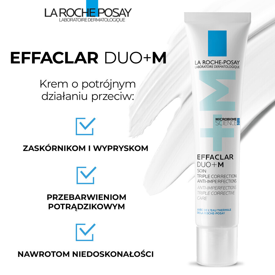 La Roche-Posay Effaclar DUO+M, crema hidratante para pieles con tendencia acnéica, 40 ml