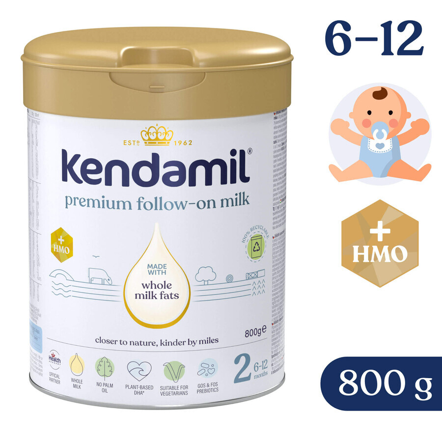 Kendamil Premium 2 HMO+, leche de continuación, después de 6 meses, 800 g