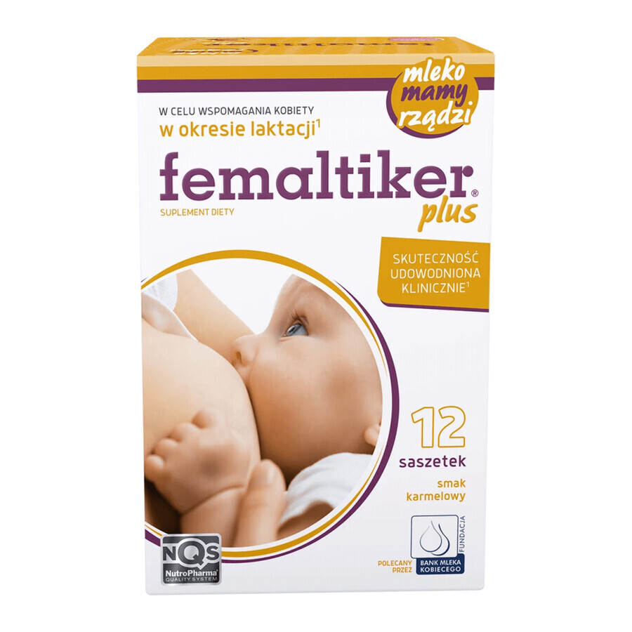 Set Femaltiker Plus, sabor caramelo, 3x12 sobres + mordedor de agua Ster tricolor gratis