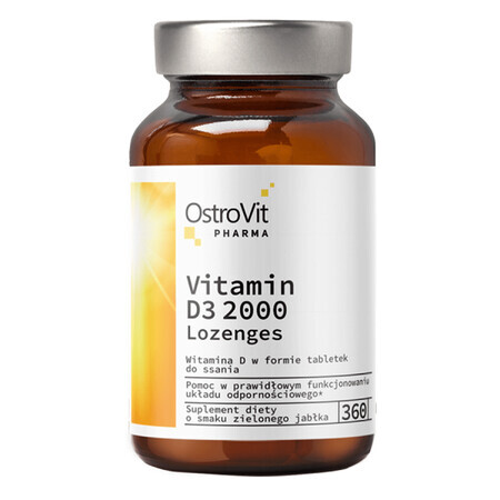 OstroVit Pharma Vitamine D3 2000 pastilles, arôme pomme verte, 360 pastilles