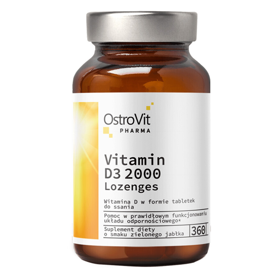 OstroVit Pharma Vitamine D3 2000 pastilles, arôme pomme verte, 360 pastilles