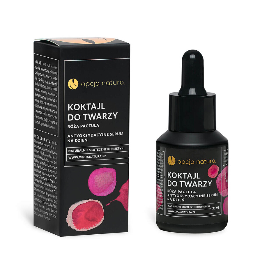 Option Natura Facial Cocktail, antioxidatives Tagesserum, Rose und Patchouli, 30 ml