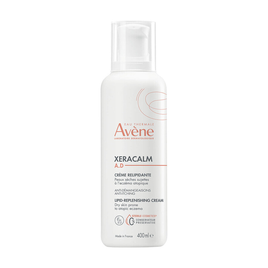 Avene XeraCalm AD, crema relipidante para rostro y cuerpo, pieles muy secas, atópicas y con picor, 400 ml