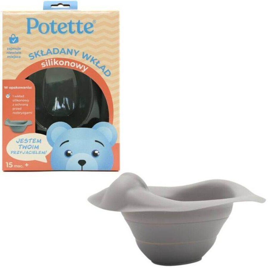 Potette Plus, orinal plegable de silicona, gris, 1 pieza