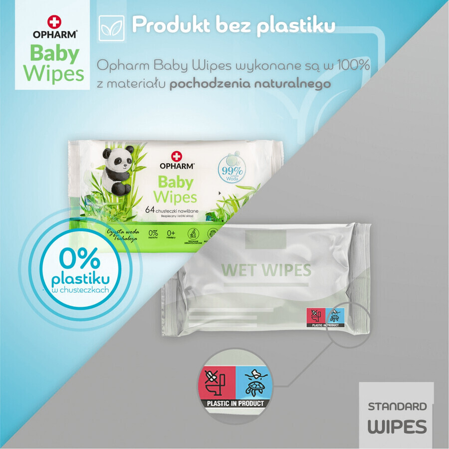 Opharm Baby Wipes set, toallitas húmedas, 10 x 64 piezas