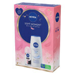 Set Nivea Soft Moment, gel de duș, Creme Soft, 250 ml + Black &amp; White Invisible, stick antiperspirant, 48h, Transparent, 50 ml