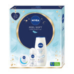 Nivea Feel Soft set, crema hidratante intensiva para rostro, cuerpo y manos, 100 ml + Original Care, antitranspirante roll-on, 48h, 50 ml + Creme Soft, gel de ducha, 250 ml