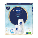 Nivea Feel Soft set, crema hidratante intensiva para rostro, cuerpo y manos, 100 ml + Original Care, antitranspirante roll-on, 48h, 50 ml + Creme Soft, gel de ducha, 250 ml