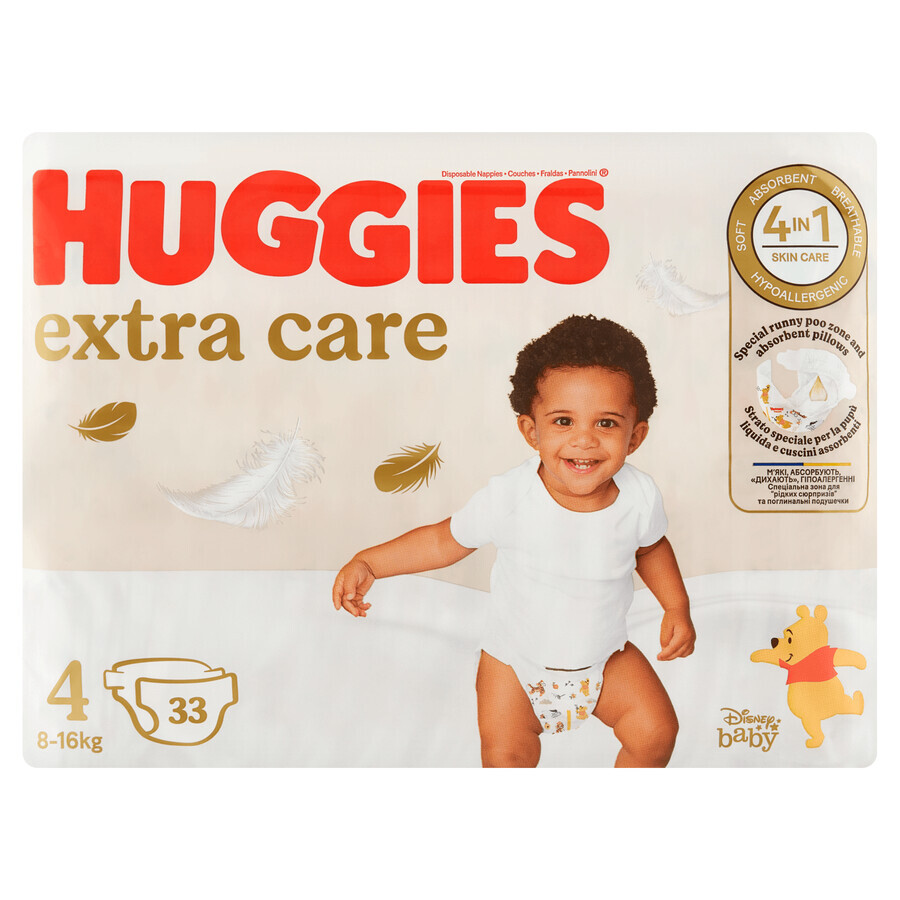 Huggies Extra Care Disney, couches, taille 4, 8-16 kg, Jumbo, 33 pièces