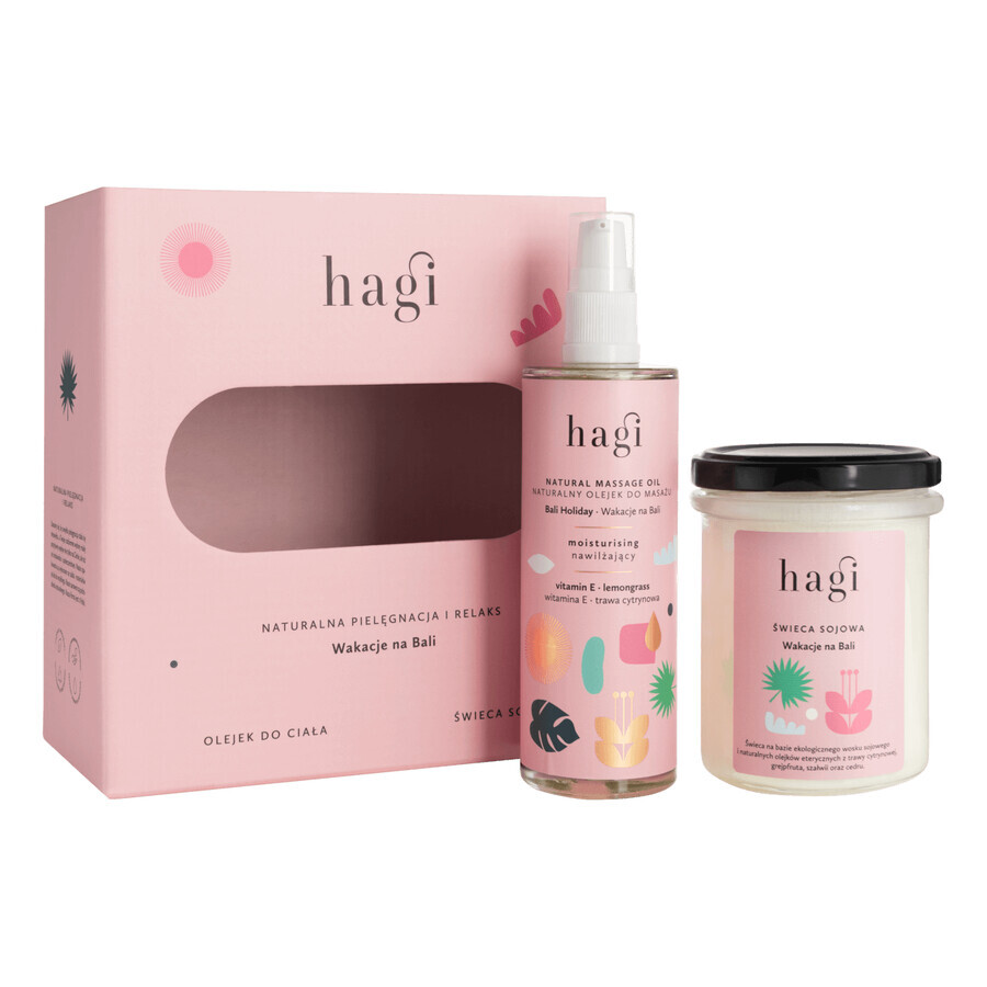 Hagi Holidays in Bali set, aceite corporal, 100 ml + vela de soja, 215 ml