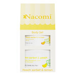 Nacomi Set Peach Sorbet &amp; Lemon, manteca corporal cremosa, 100 ml + exfoliante corporal en espuma, 200 ml