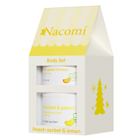 Nacomi Set Peach Sorbet &amp; Lemon, manteca corporal cremosa, 100 ml + exfoliante corporal en espuma, 200 ml