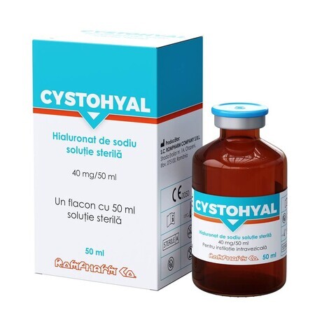 Cystohyal Solución estéril de hialuronato sódico 40 mg, 50 ml, Rompharm