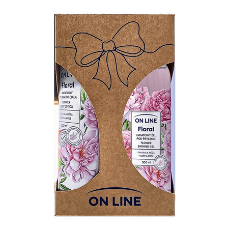 On Line Floral Peony &amp; Rose set, gel douche, 500 ml + lotion, 250 ml