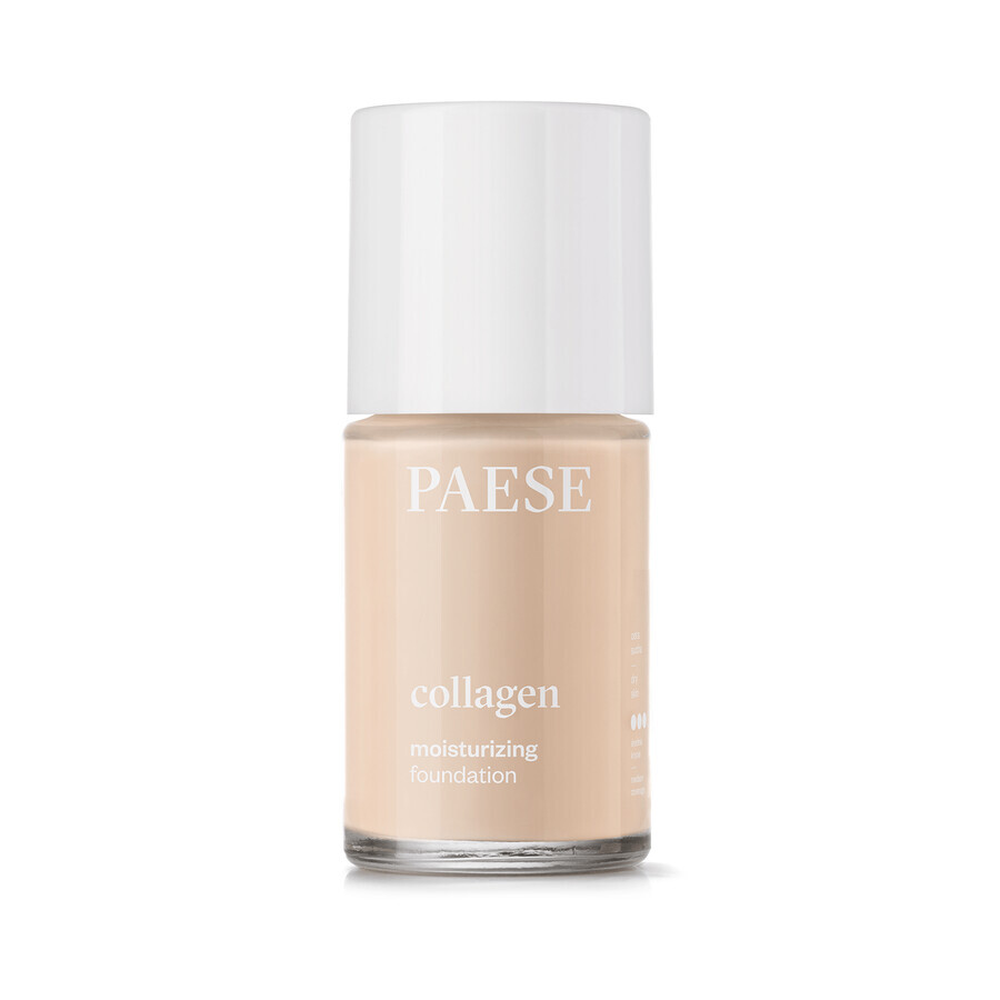 Paese Collagen Hidratante Foundation, base hidratante de colágeno, 301N Beige Claro, 30 ml