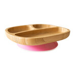 Ecorascals Bamboo Bowl with Suction Cup, Three-Part, Pink